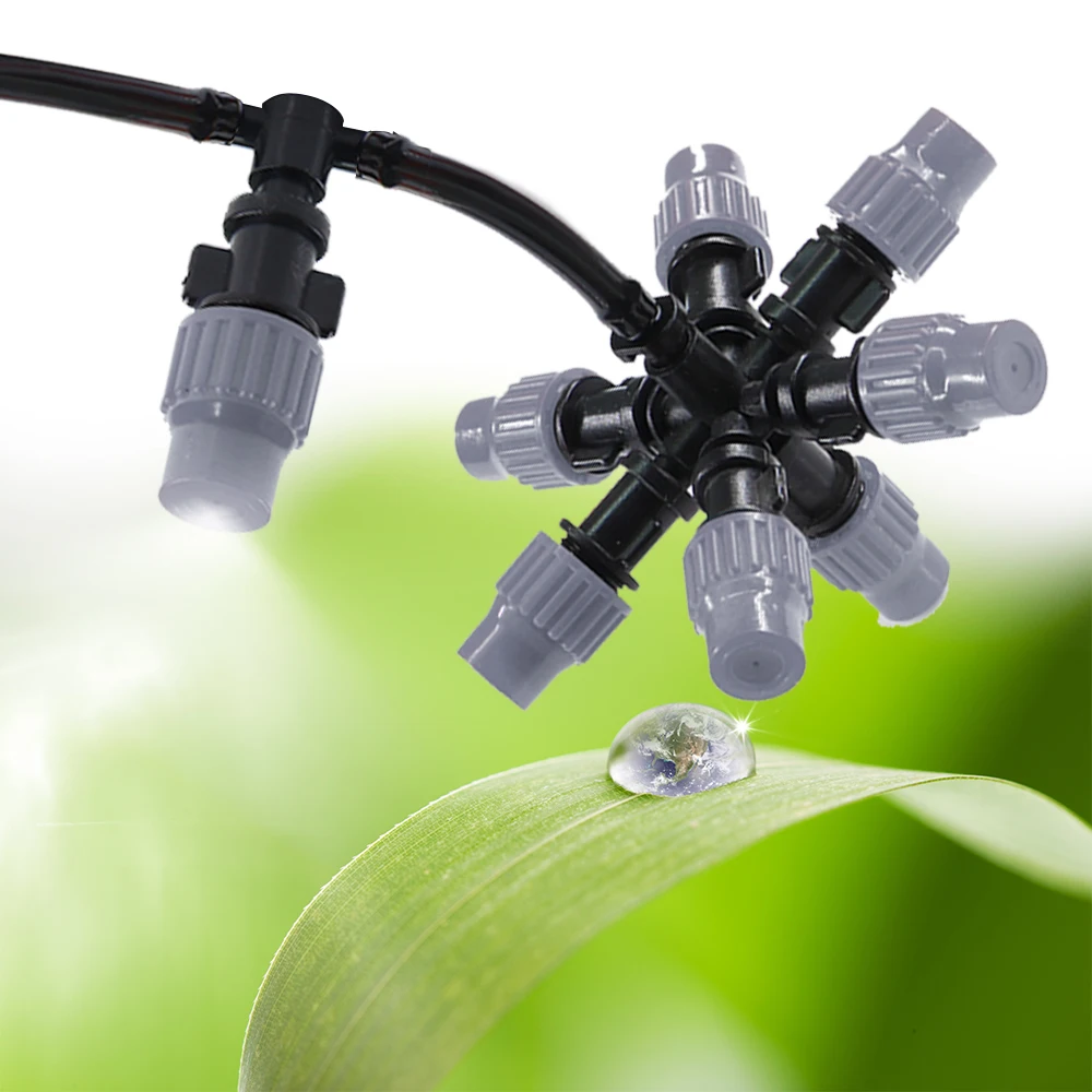 

8-types 1/4" 4/7mm Misting Nozzles Adjustable Fine Atomization Sprayer for Garden Irrigation Cooling System Barb Quick Connector