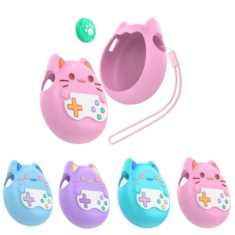 

For Tamagotchi Paradise Protective Case, Liquid Silicone Anti Drop Soft Shell, Button Cap, Lanyard, Screen Protector Accessories