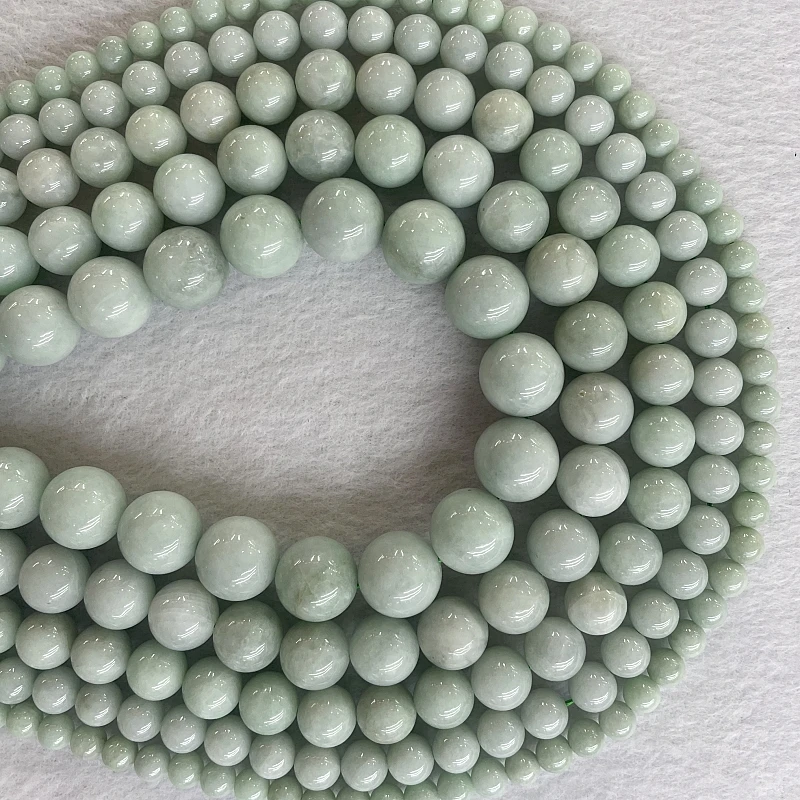 Natural Burma jade 6-12mm Round Shape Stone Loose Bead Jewelry DIY Bracelet Necklace Stone Beads for Jewelry Making