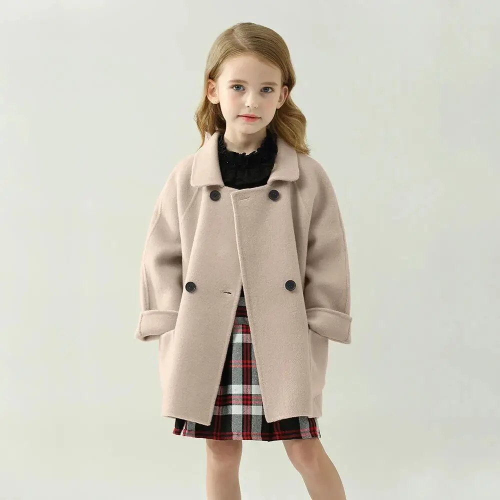 

Двустороннее кашемировое пальто для девочек, весенне-осеннее новое корейское издание, детское пальто, детская шерстяная куртка