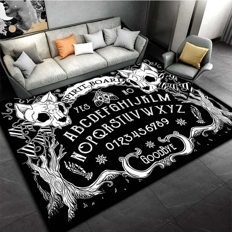 1pc Gothic Skull Carpet Non-slip Halloween Decorative Rug for Toilet Bedroom Living Room Kitche Entrance Door Mat Home Decor