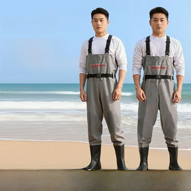 厚手防水オールインワン釣り用スーツ、ウエストベルト付き、半身・全身分割式防水パンツ、海釣りやキャンプに最適