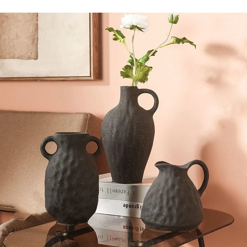 Black Spots Ceramic Vase Flower Pots Decorative Arrangement Desk Decoration Ornaments Crafts Floral Vases