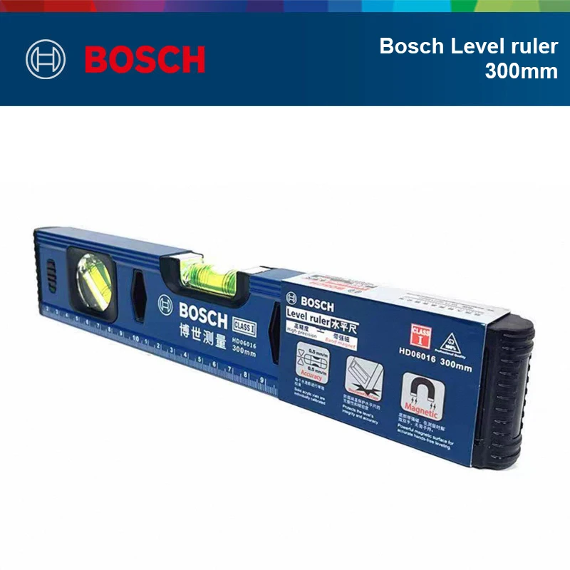 Bosch 300mm Thick Aluminum Alloy Level with Strong Magnetic Bottom High Precision Portable Measurement Ruler
