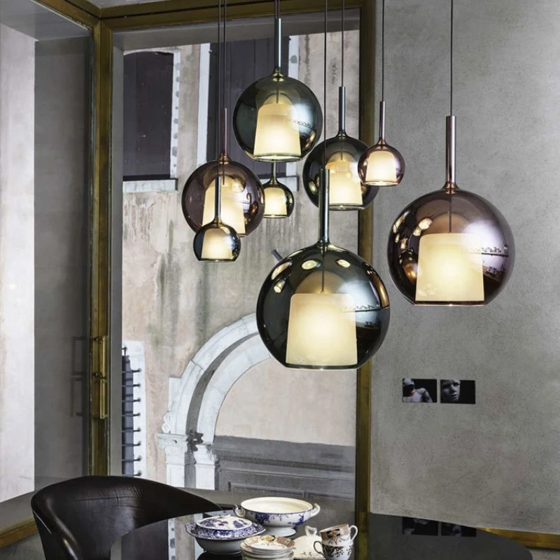 

Modern Gray Glass LED Suspension Pendant Light for Kitchen Island Living Room Hanging Lamp Fixtures Indoor Suspension Lighting