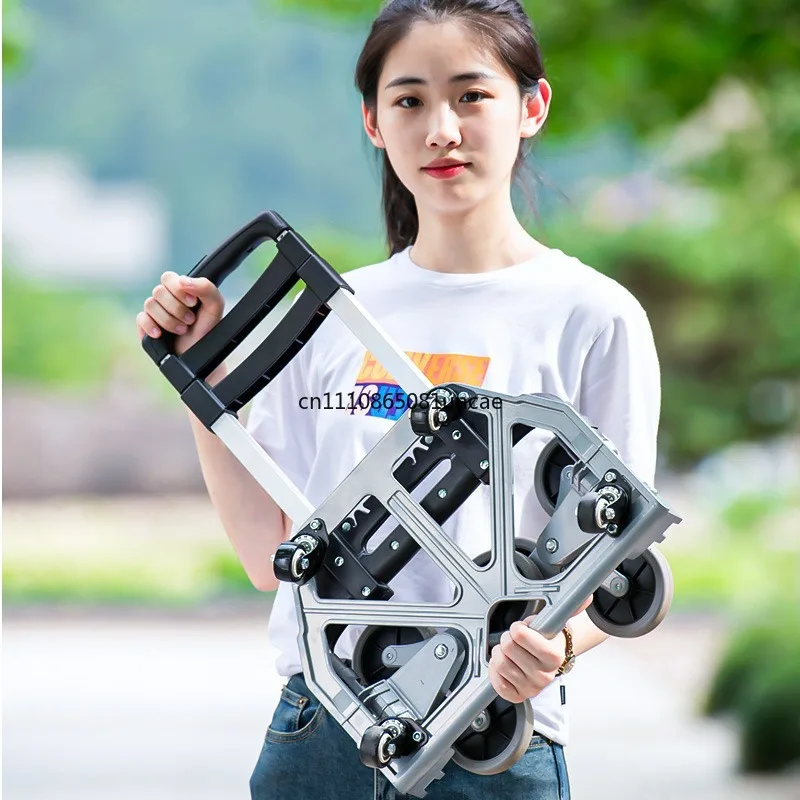 Foldable Stair Climbing Shopping Trolley with Detachable Shopping Bag Easy Disassembly Storage Supermarket Grocery Cargo