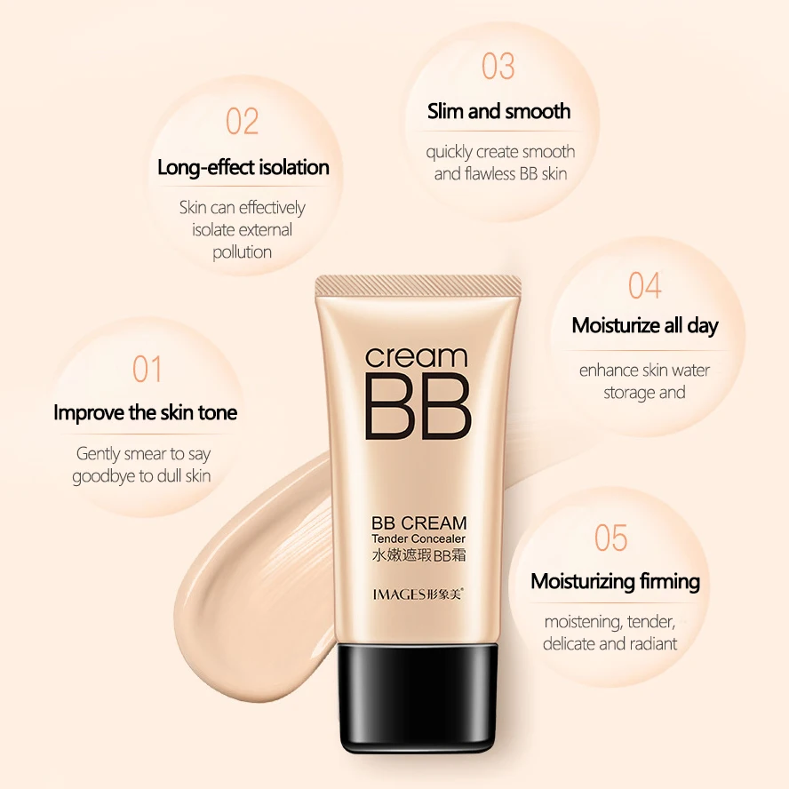 Face Foundation BB Cream Waterproof Long-lasting Whiten Concealer Professional Cover Acne Spot Natural Face Base Korean Make Up