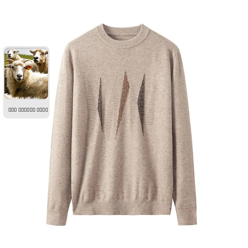 

Trendy 2024 Spring Autumn New Sle Woolen Knitted Sweater round Ne Pullover Base Layer Youthful Vitali Straight Fit Long...