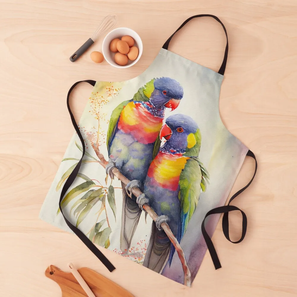 

Фартук с акварельным принтом Rainbow lorikeet, кухонный фартук для мужчин, предметы домашнего обихода, кухонные чистящие средства для дома, фартук