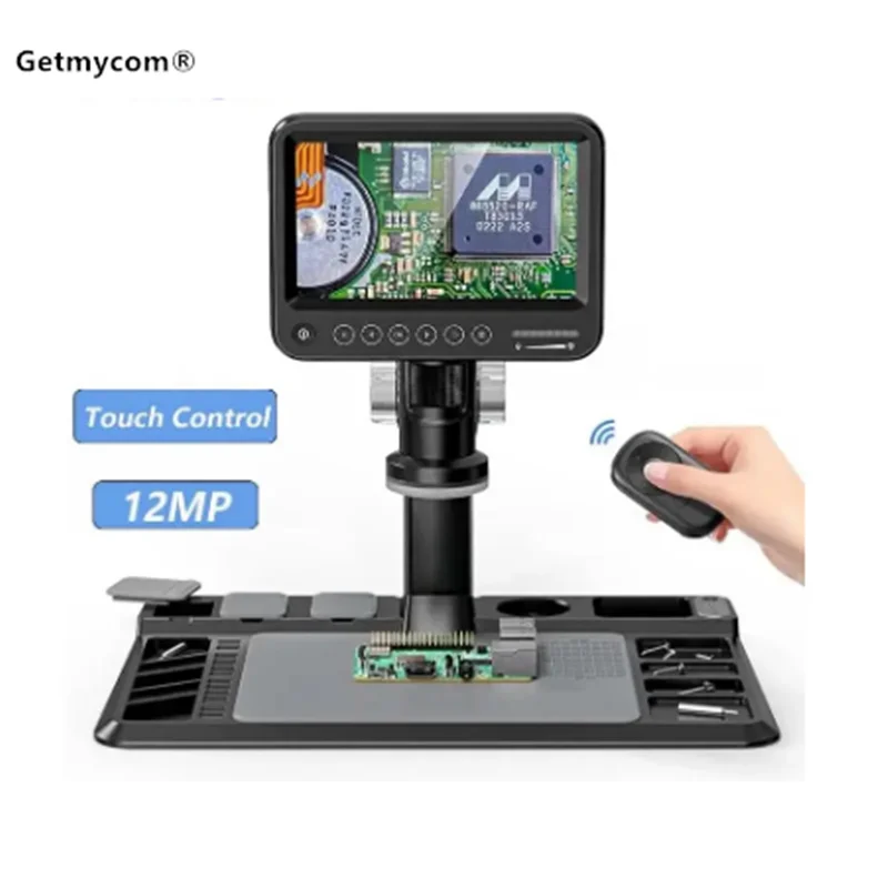 

Цифровой микроскоп 1600X, 12 МП, электронные видеомикроскопы, 7-дюймовый IPS-экран, паяльный микроскоп с 28 светодиодами