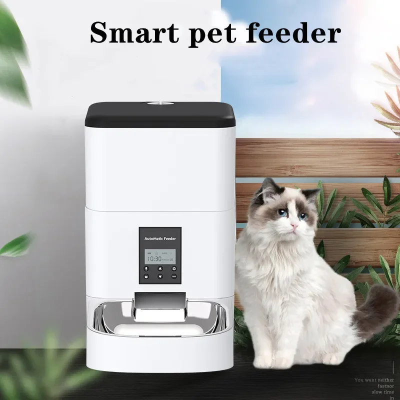 

Automatic Pet Feeder with Voice Timing,Large Capacity,Dual Power Dog Food Dispenser, Button Feed,Cats Bowl,Pet Supplies, 4L, 6L