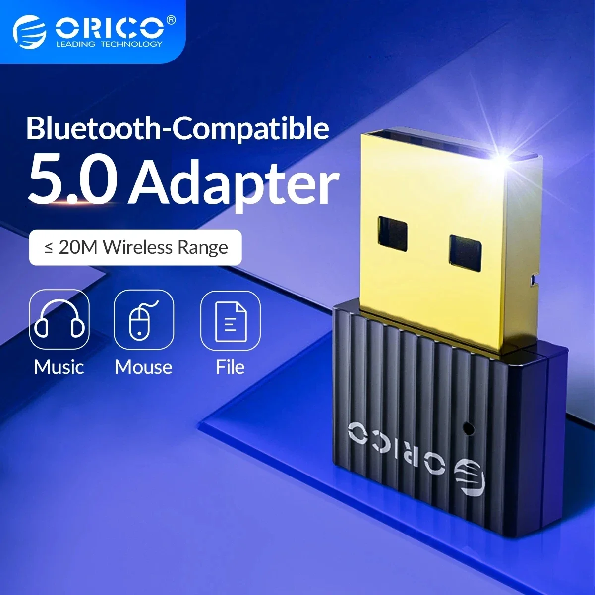 

ORICO Mini Wireless USB 5.0 Bluetooth-Compatible Dongle 5.0 Adapter Music Audio Transmitter Receiver for PC Speaker Mouse Laptop