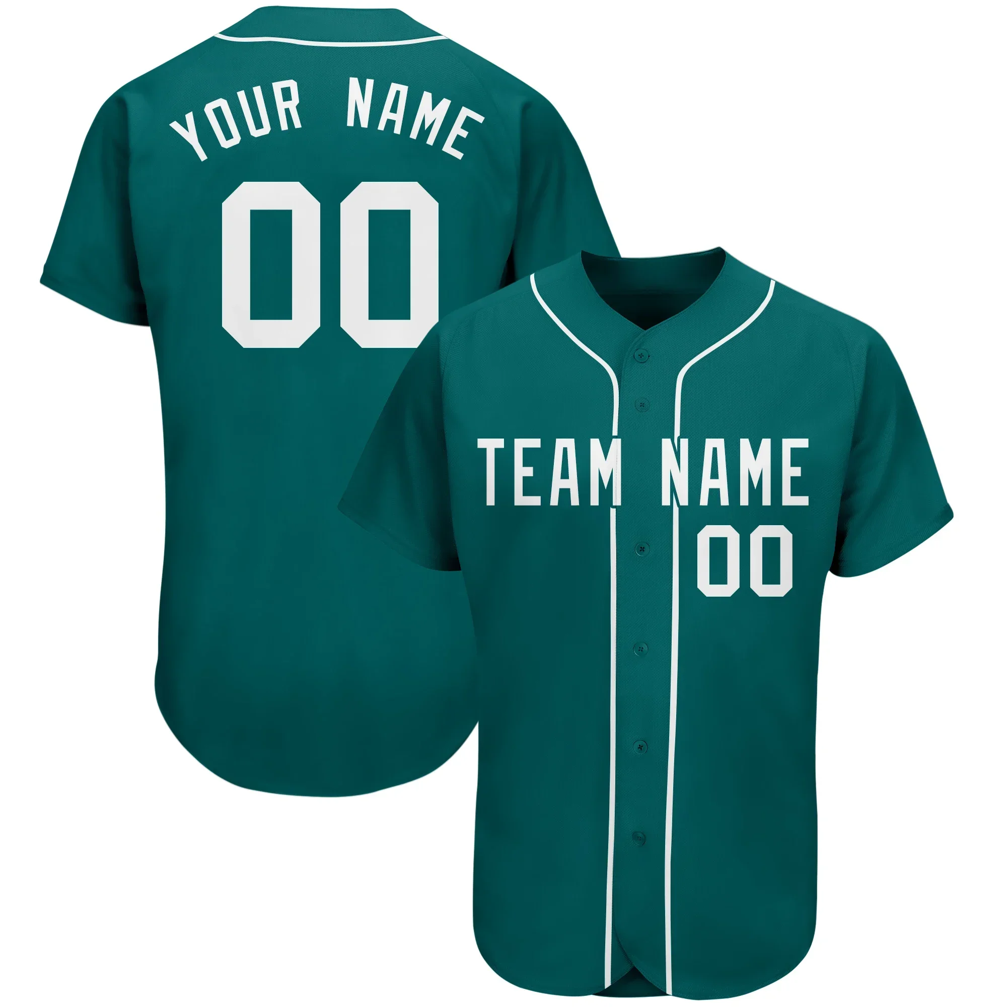 Botão completo personalizado V-Neck Baseball Jersey, Sportswear do atleta de treinamento lavável, imprimir seu nome, número e logotipo, homens, senhora, crianças