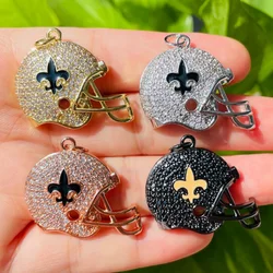5pcs Micro Pave Louisiana Football Charm Fleur De Lis Helmet Pendants for Women Bracelet Necklace Bangle Making Jewelry Finding