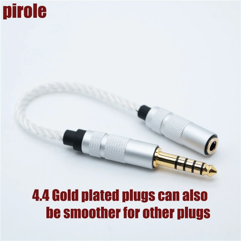 Silver plated core balanced adapter cable, 4.4 to 3.5 female audio adapter cable good sound quality adapter cable accessories