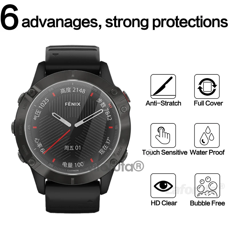 Screen Protector Glass For Garmin Fenix 6 6s Pro Sapphire 6x Pro Solar Tempered Glass Forerunner 55 265 645 965 Protective Film