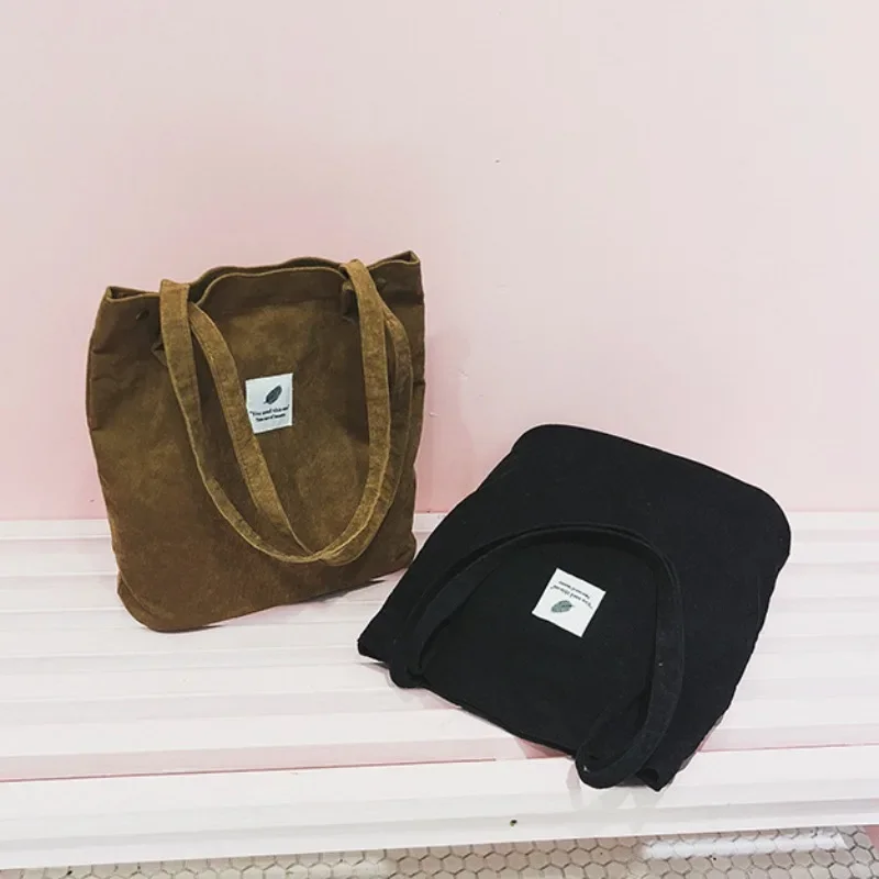 Fashion Women\'s Shoulder Bag Large Capacity Corduroy Shopping Bag Canvas Women\'s Bag Literary Leisure Shoulder Bag