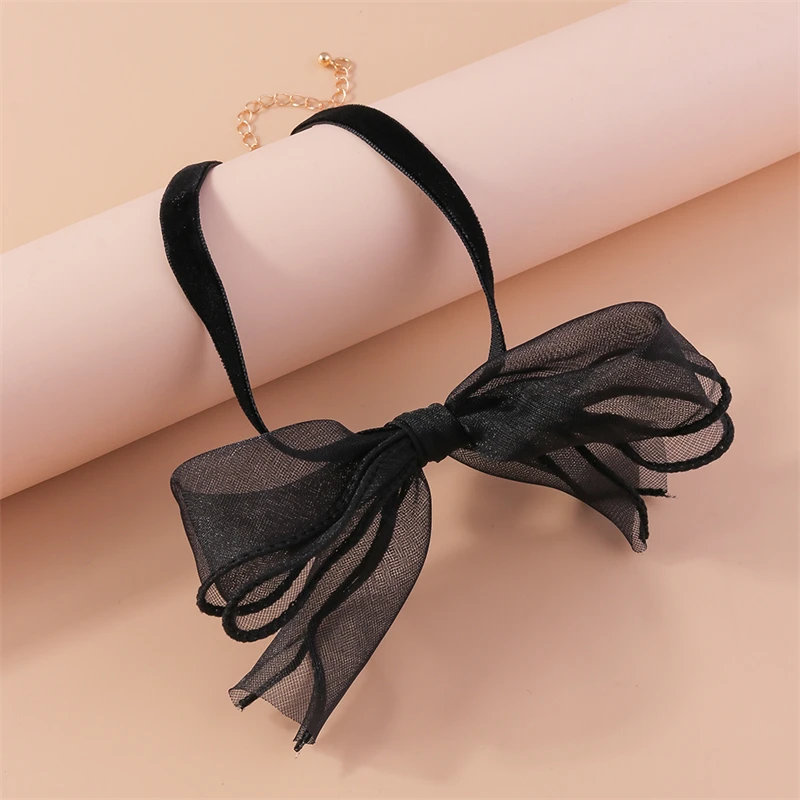 Koreanische Mode Schwarz Spitze Bowknot Halskette für Frauen Mädchen Urlaub Festival Schmuck Geschenke – Detail 6