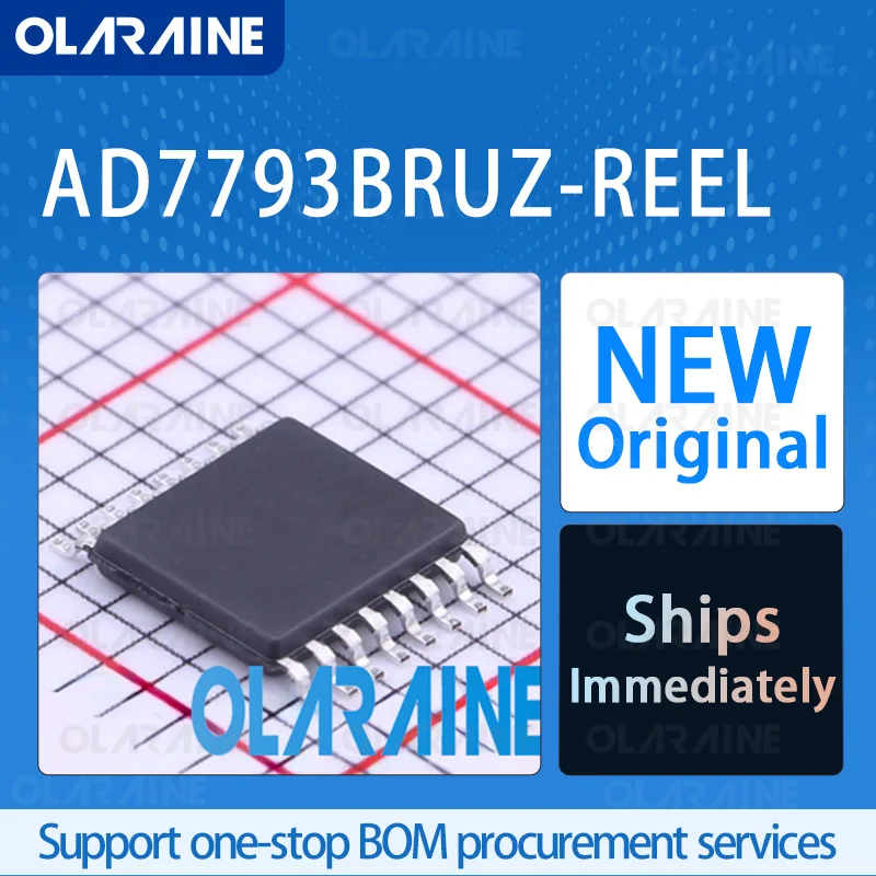 

1/5/10Pcs AD7793BRUZ-REEL TSSOP-16 original ic chip L analog-to-digital converter - ADC RoHS 3 Channel 3-Wire, SPI 470 S/s
