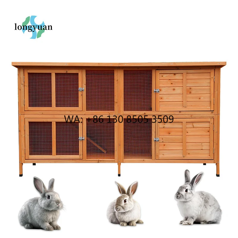 

Wholesale Customized Two Layer Wooden Rabbit Hutch Spacious Garden Rabbit Cage Durable Outdoor Pet House for Rabbits