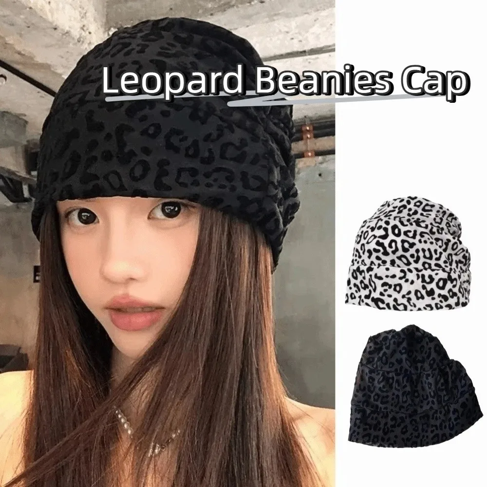 

Trendy Vintage Y2k Baggy Cap Stacking American Style Pullover Hats Adjustable Fit Cool Leopard Beanies Cap Women