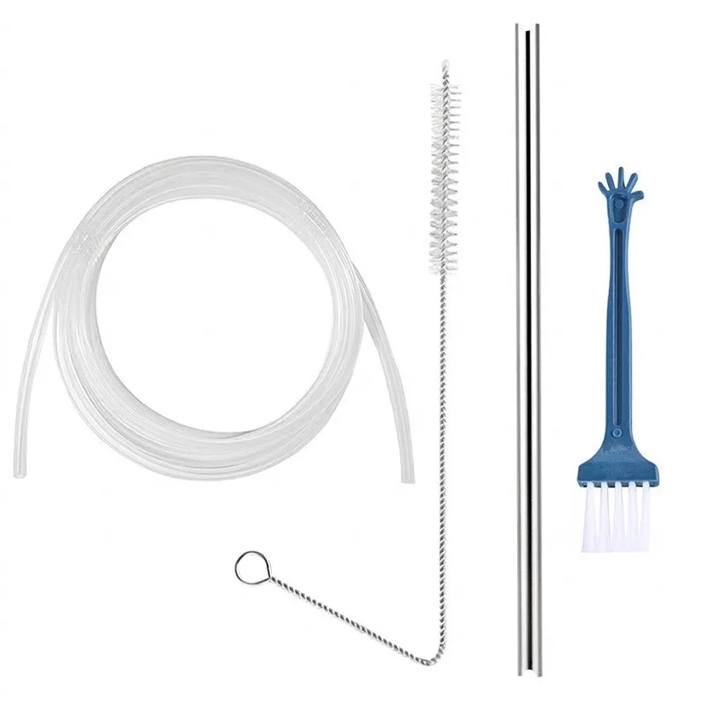 Stainless Steel Milk Tube Silicone Hose and Two for Cleaning Brushes Replacement Kit for Bosch and For Siemens Care