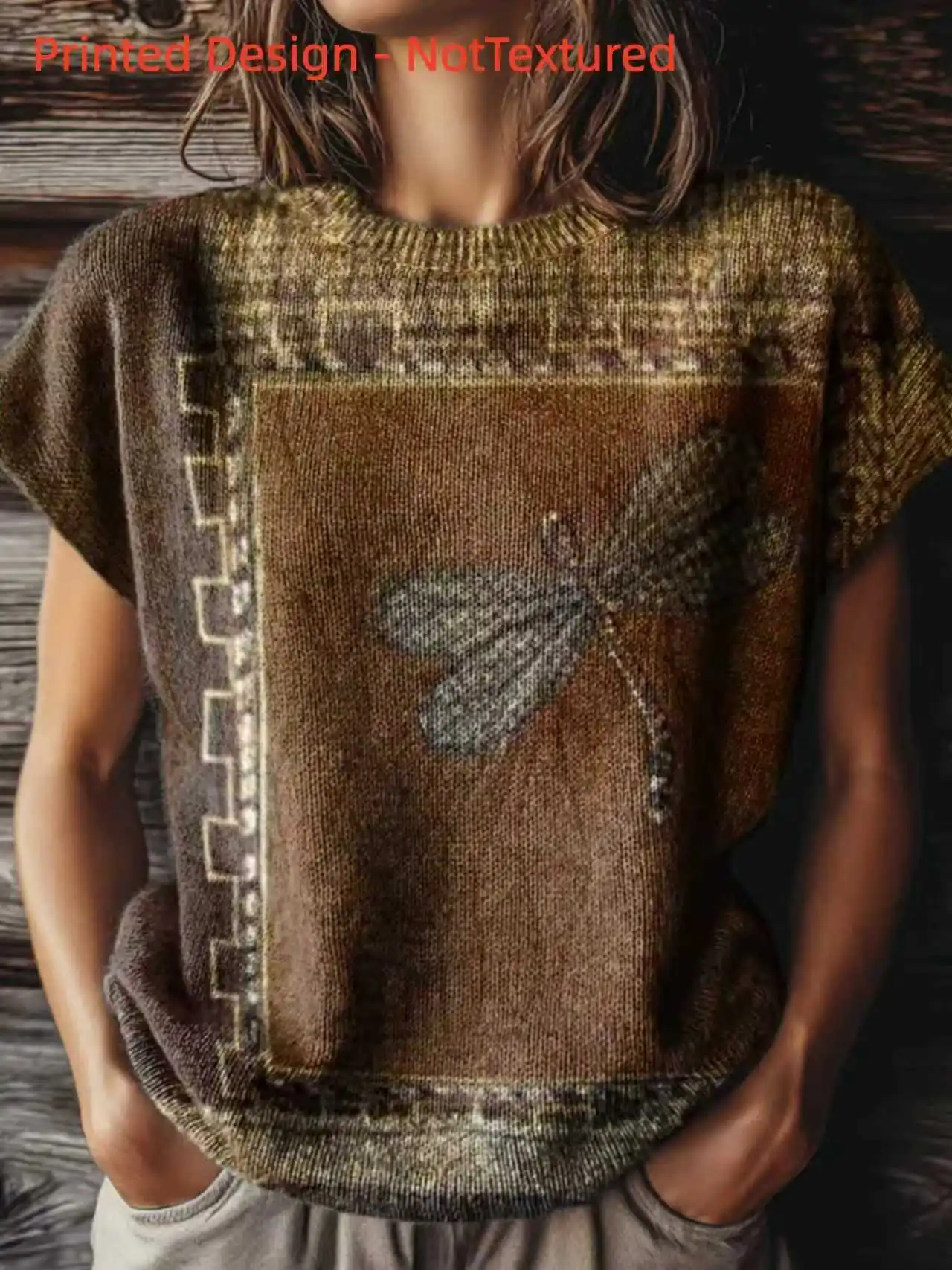 

Весенне-летняя модная новинка: женский топ без рукавов с круглым вырезом и плоским цифровым принтом, стильная женская одежда.