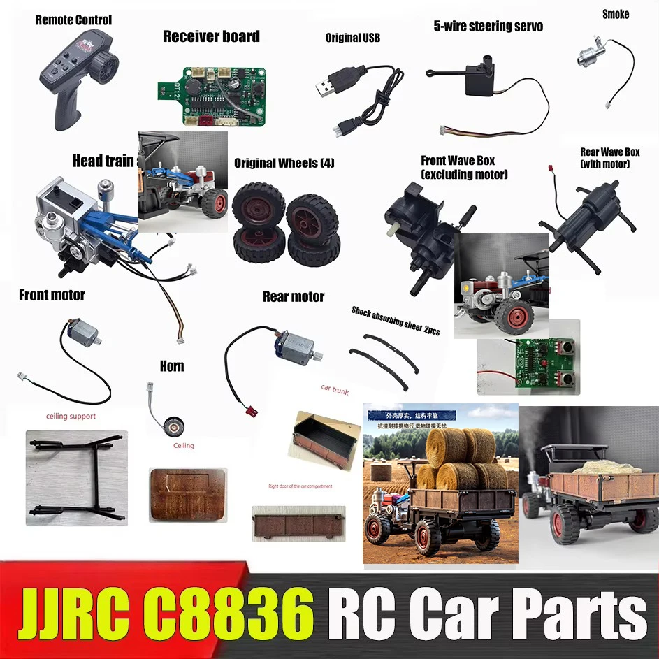JJRC C8836 GB7036 RC Remote Control Simulation Car Spare Parts Original Factory Receiving Plate Gearbox USB Motor Wheel Servo