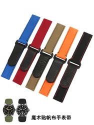Hook and Loop Fastener Canvas Watch Strap Male for Rolex Daytona Omega Seahorse Rudder Bay Seiko Nylon Watchband 20mm