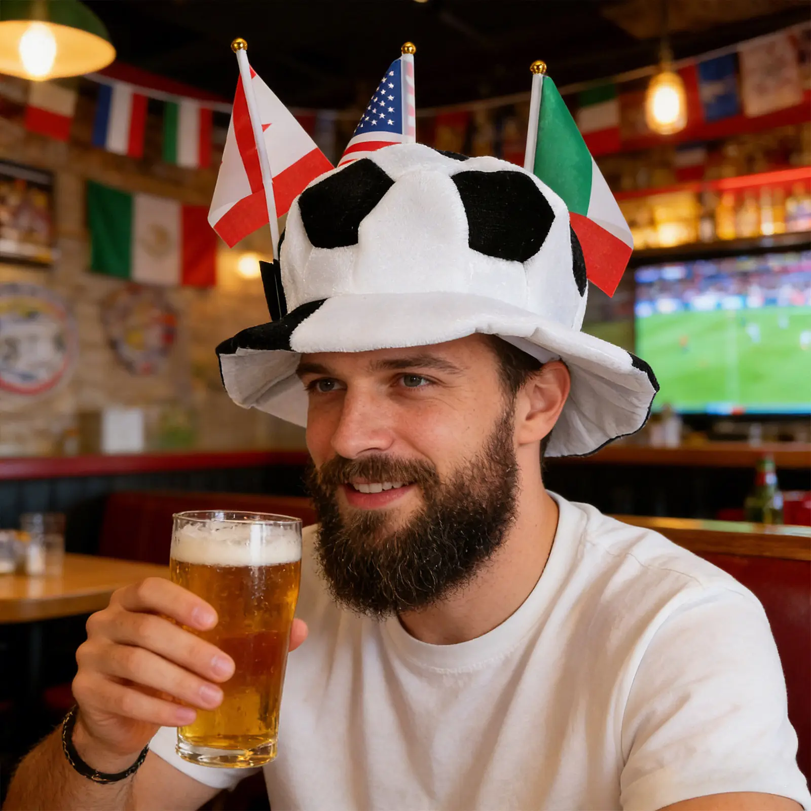Soccer Ball Hat American Flag Soft Headgear Soccer Fan Accessories Football Game Party Fan Hat Novelty Sports Celebration