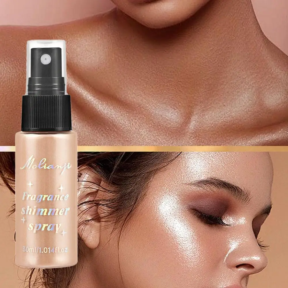 30 ml Duft Schimmer Glitter Spray Glänzende Helle Highlighter Anhaltende Kleidung Lange Körper Hals Hand Haar Pulver Spray K4D0