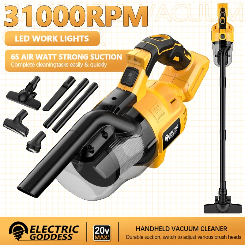 400W Vacuum Cordless Vacuum Cleaner 16000PA Strong Suction Home Diy Vacuum Cleaner Multiple Accessories For Dewalt 20V Batteries