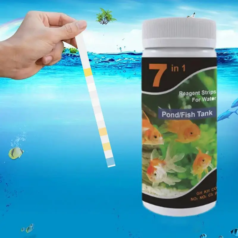 Fish Tank Test Strips 7-Way Aquarium Testing Kit For Freshwater Saltwater Fish Tank Pond Test Strips Testing Residual Chlorine