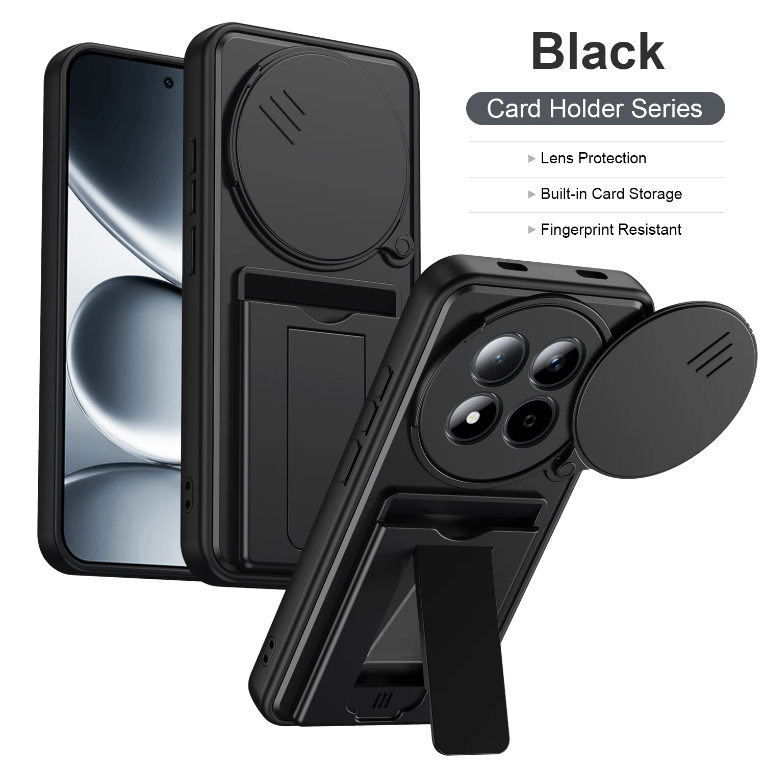 Étui portefeuille antichoc avec support pour carte et béquille pour Redmi Note 15 Pro Plus A7 4G, protection de l'appareil photo coulissante