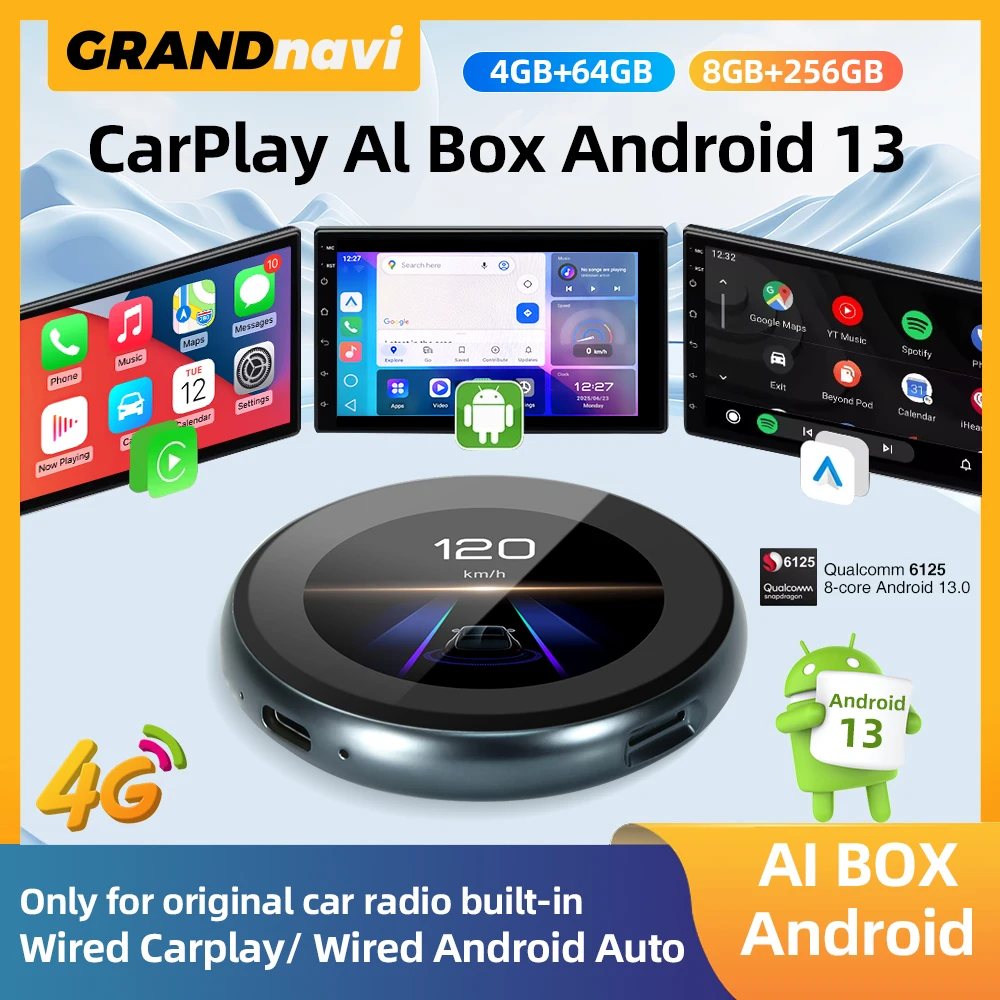 CarPlay AI Box ワイヤレスCarPlay・Android Auto QCM6125 Android 13 AI BOX Wireless Carplay Android Auto 8G 256G