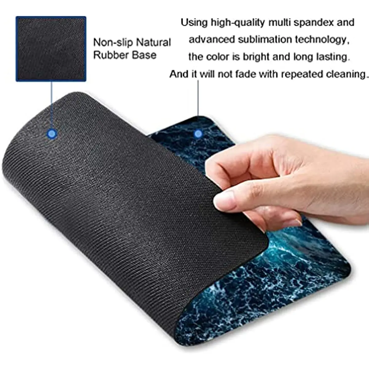 Blue Ocean Wave Mouse Pad Unique Design Anti-Slip Rubber Base Mouse Pad for Desktop Computer and Laptop Mouse Pad