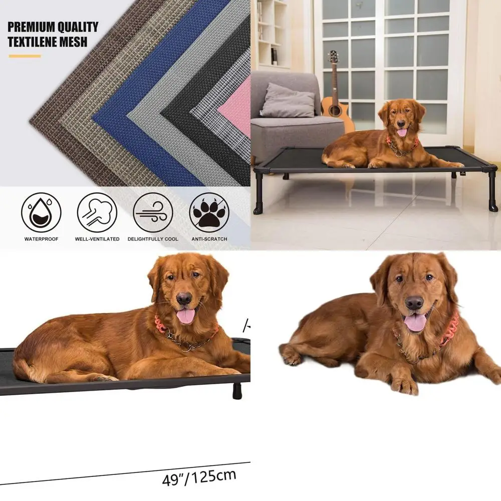 

Durable Cooling Dog Cot - Elevated, Chew-Resistant, Outdoor-Friendly with Anti-Slip Base, Black, XL, CWC2002