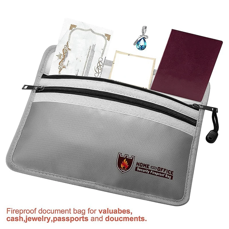 3X Fireproof Document Bag,Waterproof And Fireproof Money Bag With Zipper,Fireproof Safe Storage Pouch For Passport Ect.