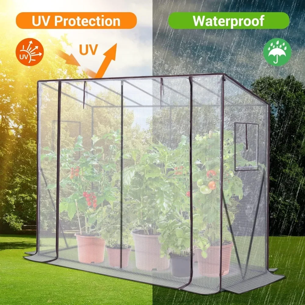 Greenhouse for Outdoor 6.6x2.5x5.6 FT Tall Plastic Greenhouses for Outside Small Winter Plants Shed for Backyard Garden Supplies