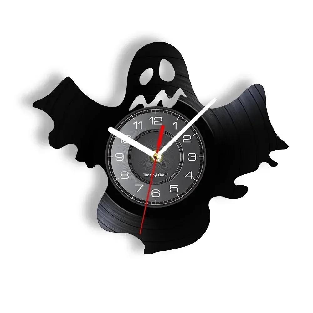 

Cartoon Bat Shape Wall Art Wall Clock Halloween Dark Horror Home Decoration Gothic Vampire Bats Vintage Vinyl Record Wall Clock