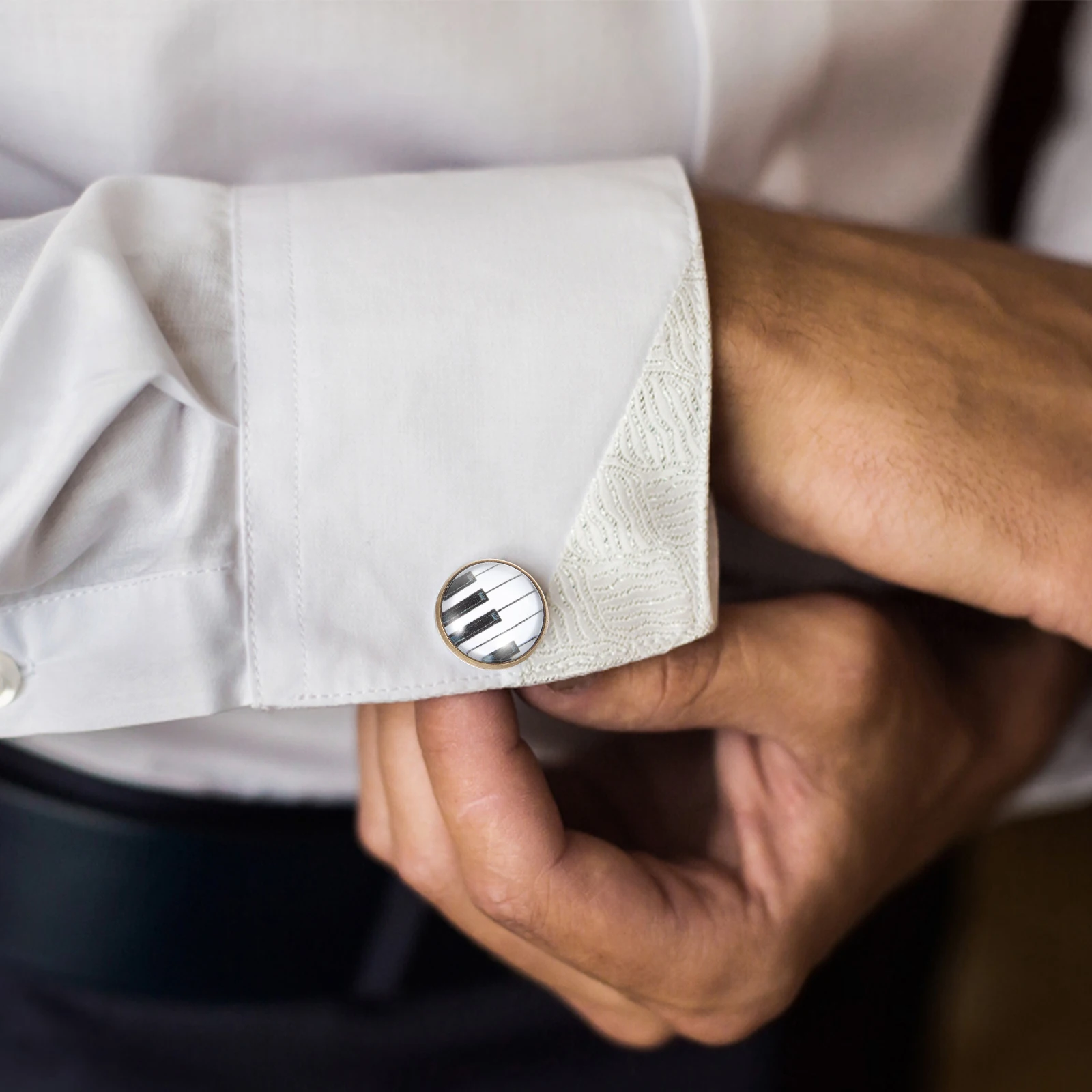 2 قطعة أزرار أكمام مستوحاة من البيانو الفريد للرجال أزرار سهرة ناعمة ترصيع قميص أنيق للأعمال المواعدة للمناسبات الخاصة