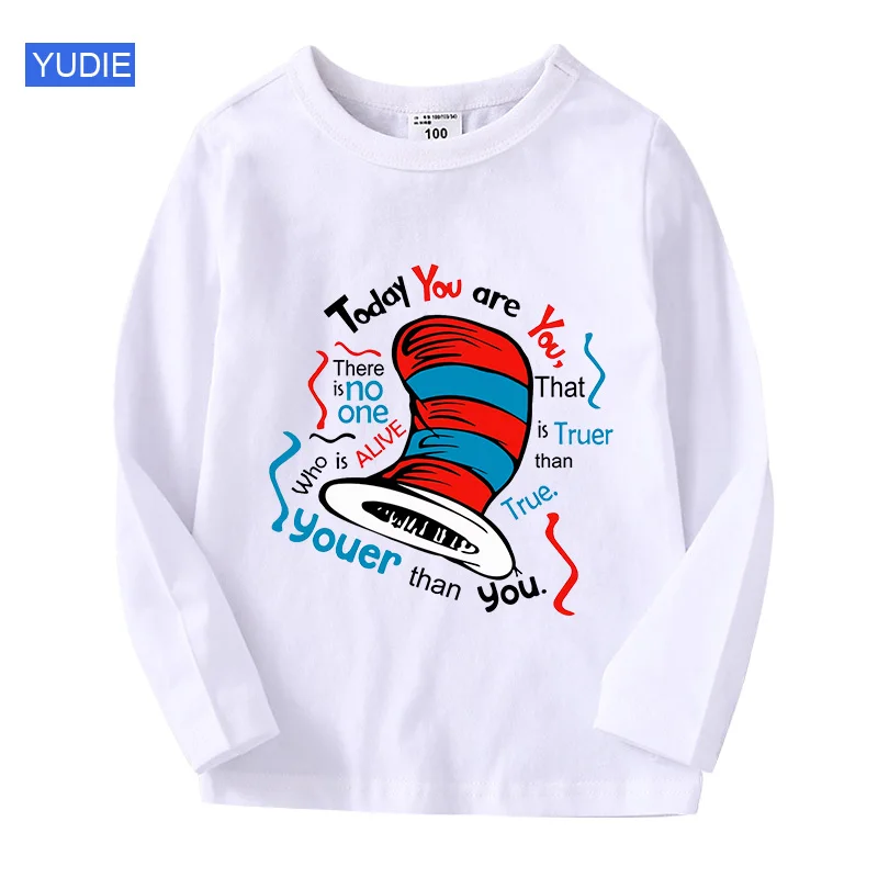 

Kids Shirts The Hat Funny Long Sleeve Spring for Girls Boy T Shirts Children Girl Clothes Clothing T Shirt T-shirts Girl Clothes