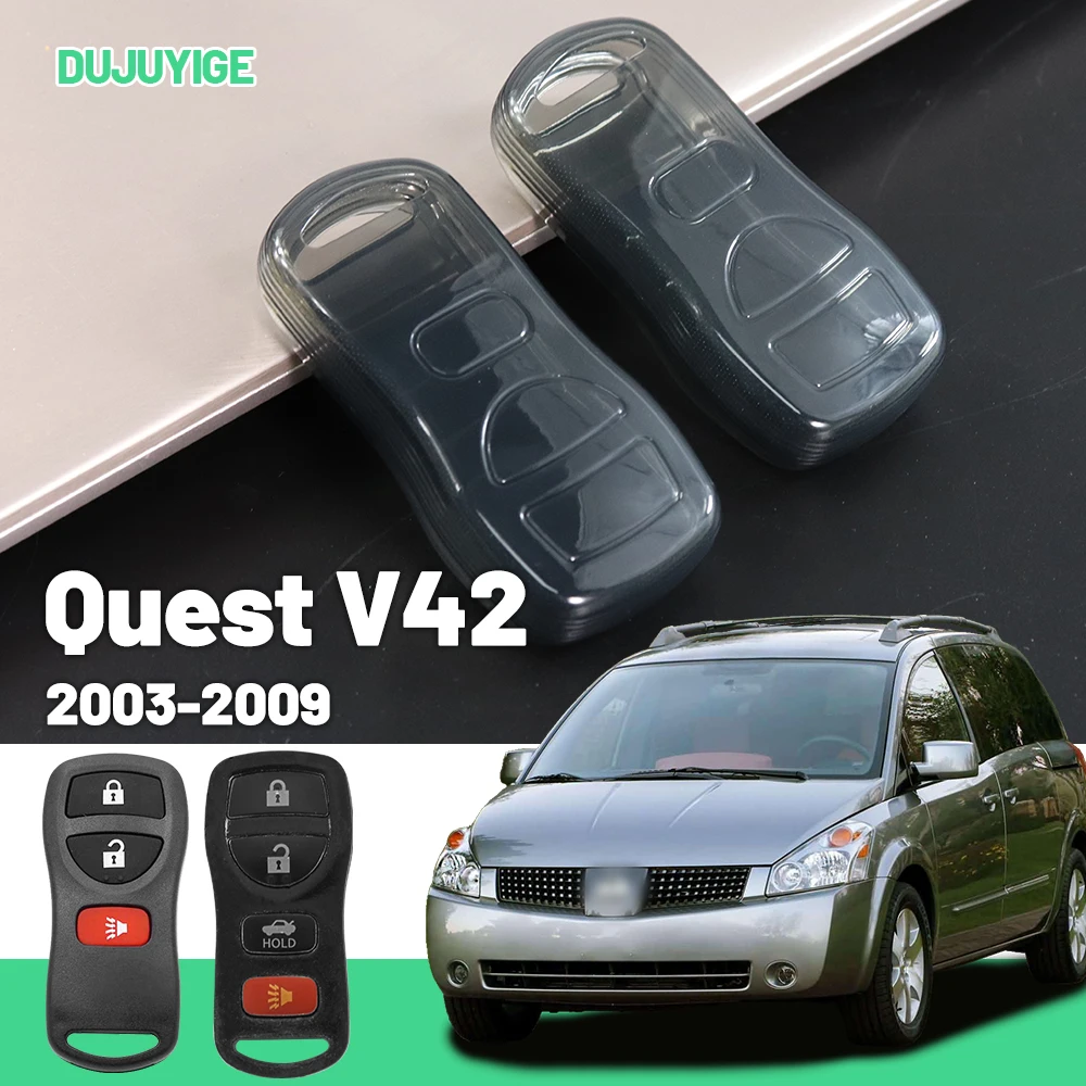 

Прозрачный чехол для ключей из ТПУ для Nissan Quest V42 2003-2009, защитный чехол для брелока, автомобильные аксессуары 2004 2005 2006 2007 2008