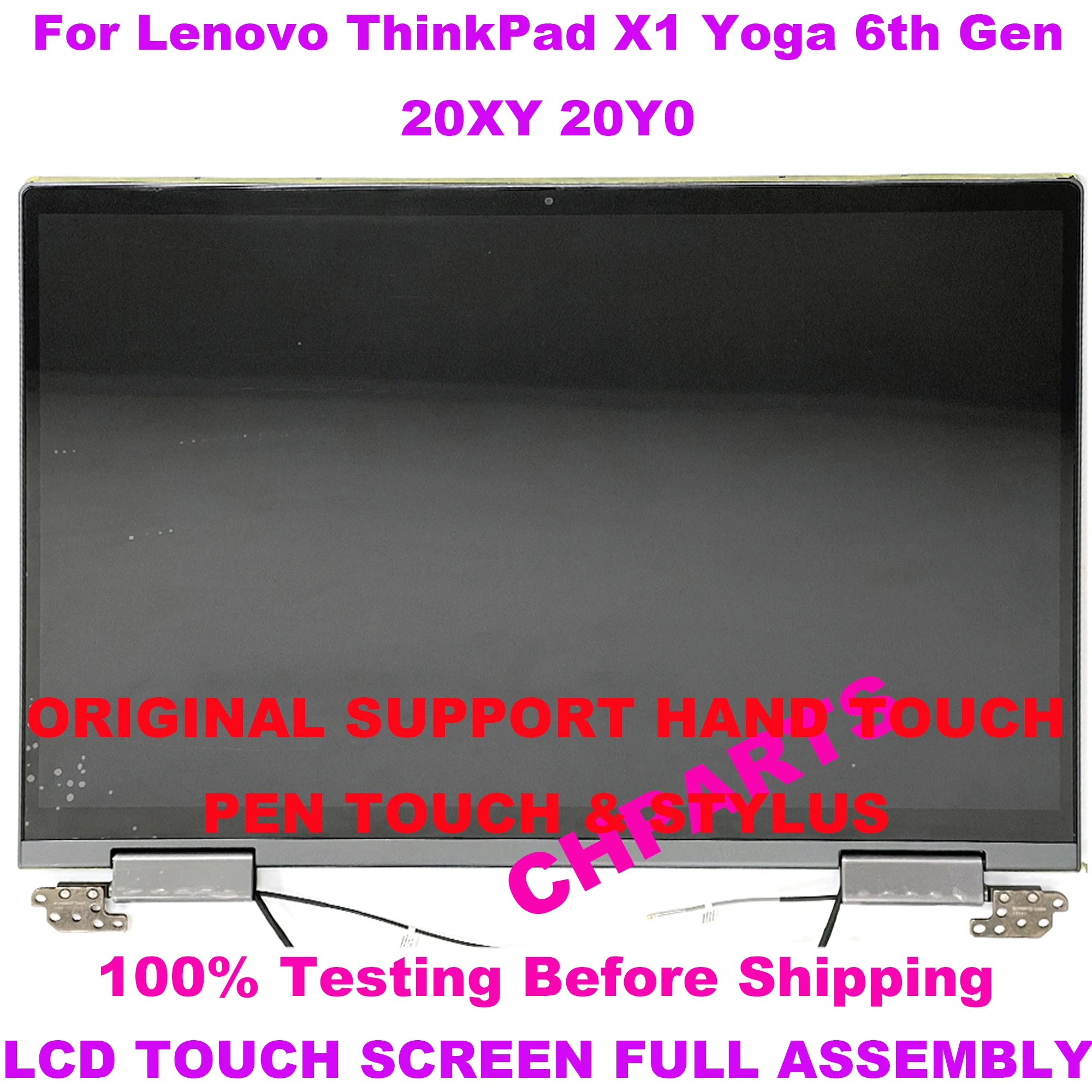 

14" For Lenovo ThinkPad X1 Yoga 6th Gen 20XY 20Y0 LCD Touch Screen Display Replacement Full Assembly With Hinges