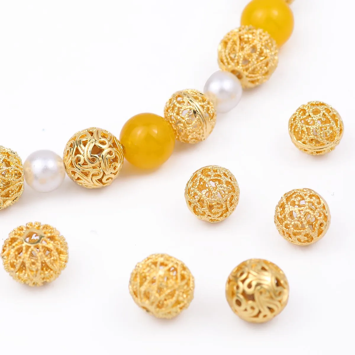 10/11/11.2 مللي متر جوفاء التدريجي النحاس الجولة متباعدة فضفاض الخرز لصنع المجوهرات Charms سوار قلادة ياردروب DIY بها بنفسك اكسسوارات #1