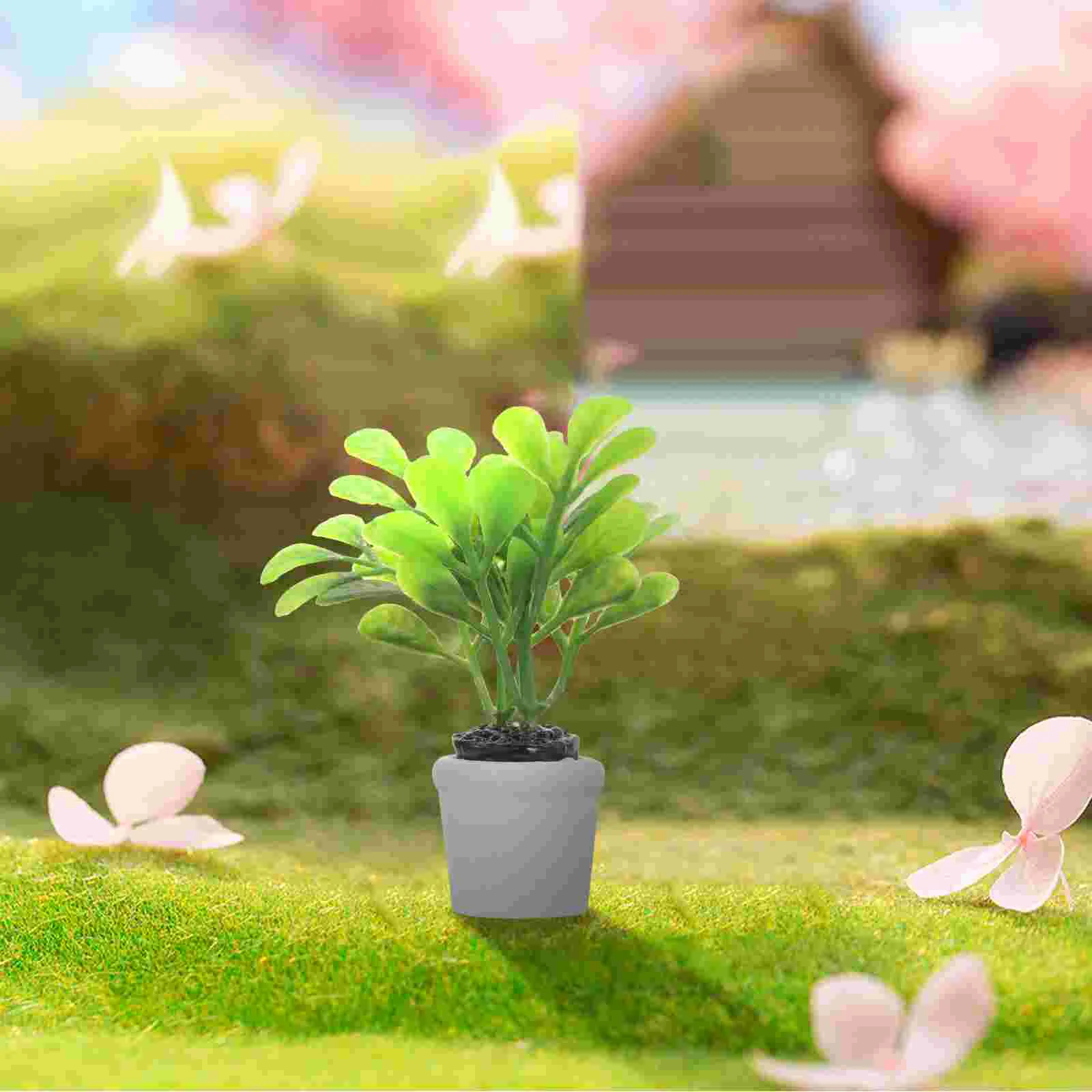 Decorate House Small Green Plants Artificial Indoor Plastic Miniature Potted