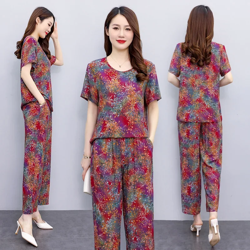 Summer Two Piece Sets for Women Tops and Wide Leg Pants Sets Casual Women Blouses Korean Style Elegant Outifits