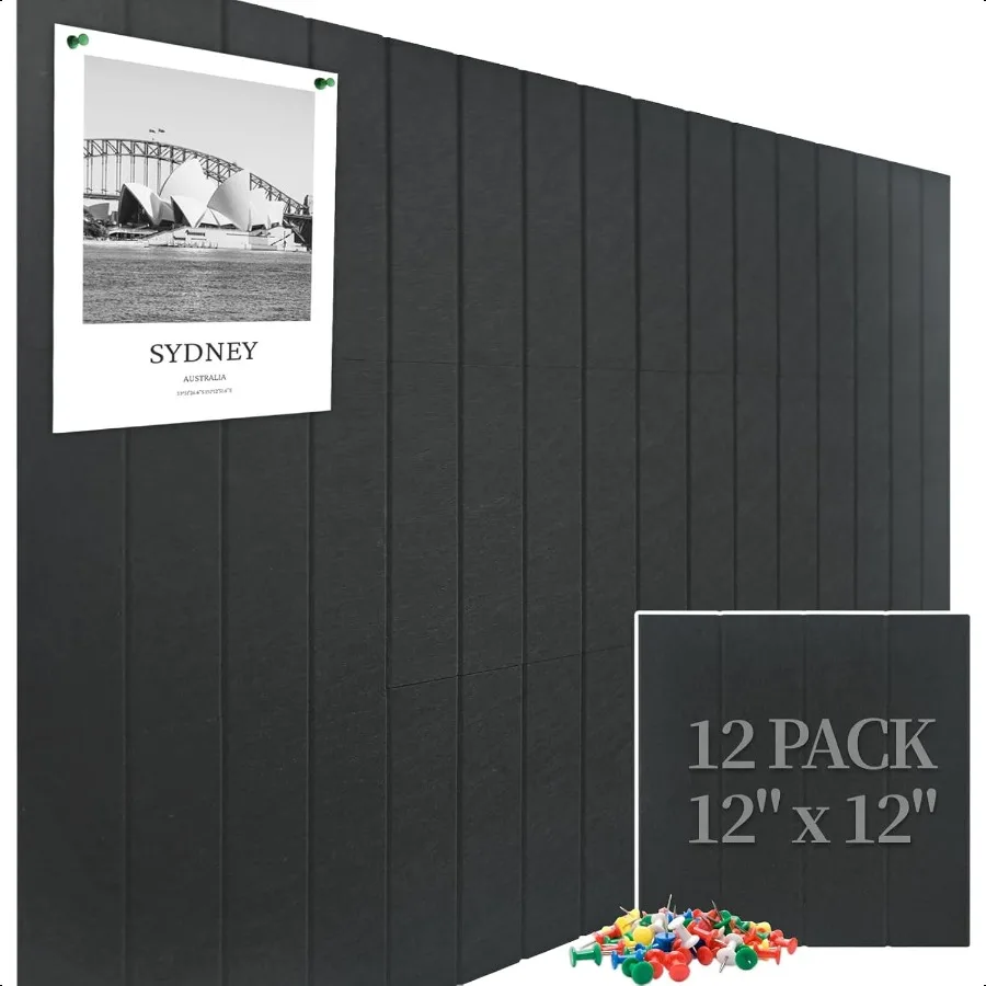 لوحة الفلين الكبيرة ورأى بلاط الحائط 47 "x 35" 12 حزمة لوحة الإعلانات ورأى لوحة إبرية مع علامات تبويب لاصقة آمنة قابلة للإزالة ودبابيس الضغط #1