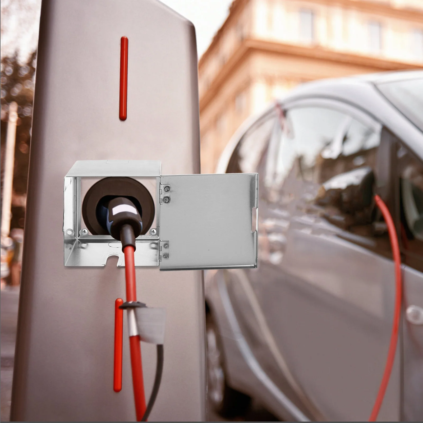 

Waterproof Electrical Socket Box Heavy Duty Iron Protective Case Outdoor Socket Cover Weatherproof Electrical Outlet Box