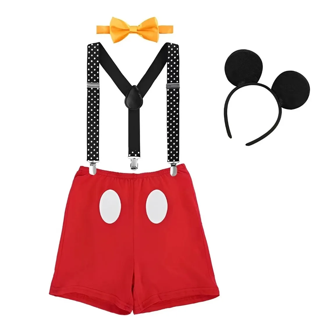 Baby Boys First Birthday Costume Cake Smash Cosplay Mickey Outfits Y Back Suspenders Bloomers Bowtie Set Mouse Ear Clothing Set